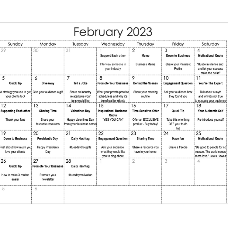 Social Media Calendar Important Dates 2025